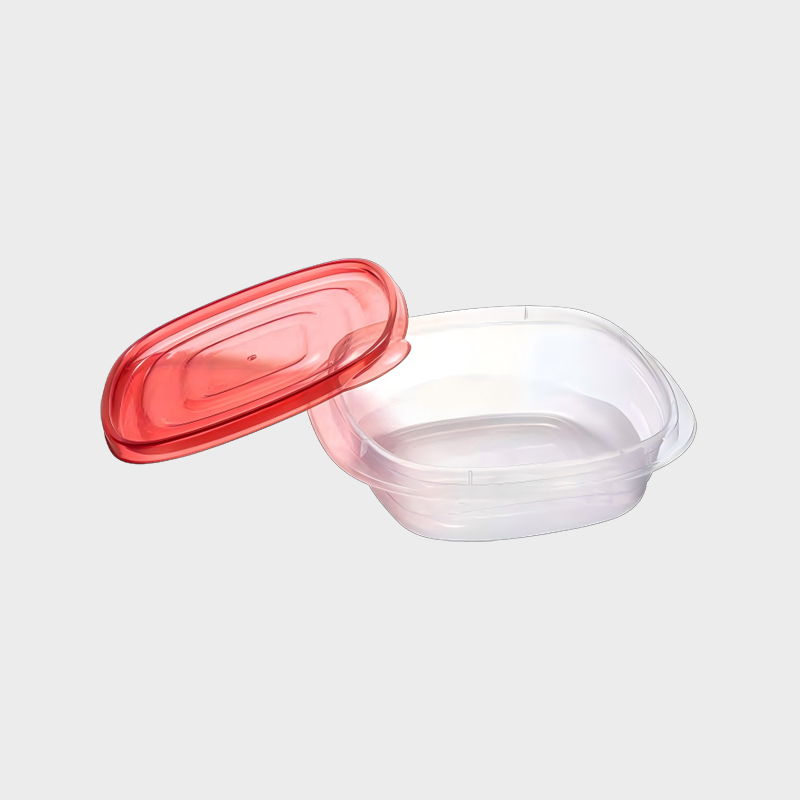 PFB018 Conjunto de recipientes de armazenamento agrícola e alimentar quadrado de microcapacidade de 650 ml em PP com tampa vermelha