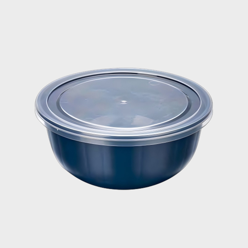 PFB021 Recipiente de armazenamento de alimentos PP azul profundo em forma de tigela redonda de 885ml com tampa transparente